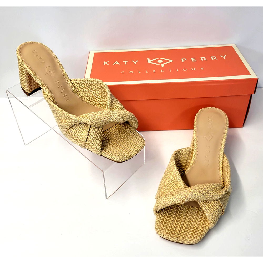 Katy Perry Shoes Womens Size 9 Natural Tooliped Twisted Sandal Block Heel KP2981